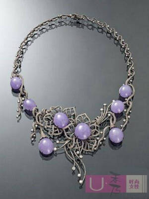 紫罗兰翡翠项链，好喜欢这紫色