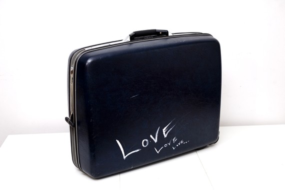 Love Love Love Blue Vintage Samsonite Suitcase by BrightWall Love Love Love Blue Vintage Samsonite Suitcase