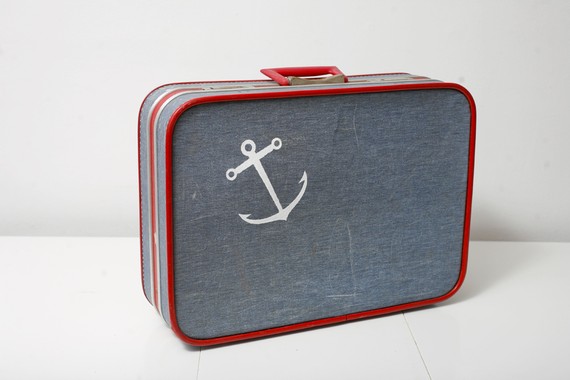 Etsy Transaction - RESERVED FOR LAURA Vintage Luggage Upcycled with a Screen Printed Anchor RESERVED FOR LAURA Vintage Luggage Upcycled with