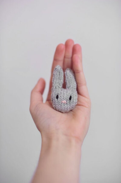 Grey Knitted Rabbit Brooch by SarahMcNeil on Etsy