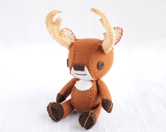 Hector the Deer Plush Doll Wool Felt Designer by nonesuchgarden 小鹿玩偶