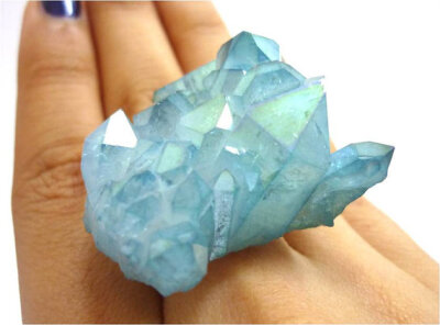 Aqua Aura Quartz ICEBERG Crystal Cluster Ring by AstralEYE on Etsy Aqua Aura Quartz ICEBERG Crystal Cluster Ring