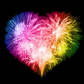 rainbow heart fireworks