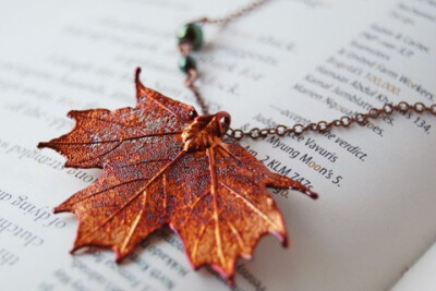 Small Fallen Copper Maple Leaf Necklace by EnchantedLeaves on Etsy Small Fallen Copper Maple Leaf Necklace