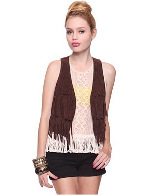 forever21 Fringe Leather Vest流苏马甲。岁月变迁时光不再。