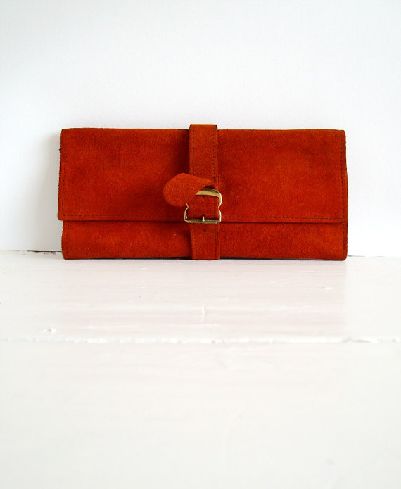 1970s Deep Rust Suede Folding Purse by ClothAndCourage on Etsy 1970s Deep Rust Suede Folding Purse