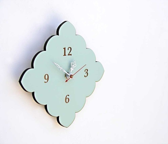 tiny scallop clock in vintage blue by uncommon on Etsy tiny scallop clock in vintage blue