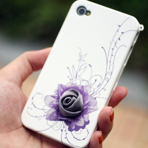 韩国cocoroni iPhone4g/3gs 手机套-立体紫花For violet