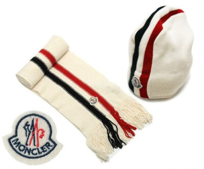 蒙口围巾帽子Moncler Scarf Cap (Black White Red)