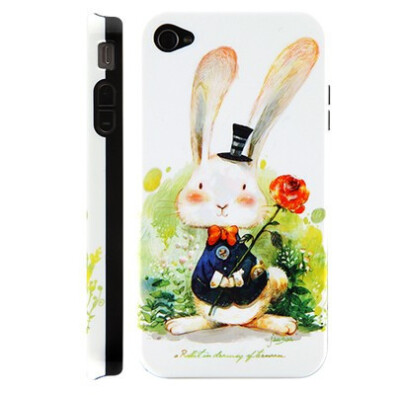  iPhone4 case 手持玫瑰的兔子先生