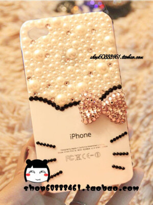 IPHONE 4 kitty diy 手机壳 外壳 手机套 水钻