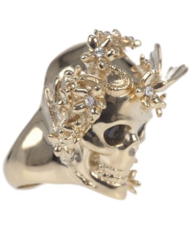  alexander mcqueen skull-and-cherry-blossom ring