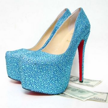 最新2011高跟鞋16厘米Christian Louboutin 160 blue Daffodile