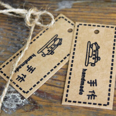 牛皮纸标签 商标 吊牌手作 handmade 送麻绳