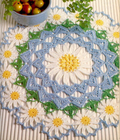 手工制作餐垫/桌布/杯垫 太阳菊桌布 毛线编织