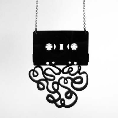 The Mixtape Breakup Necklace Black Acrylic Laser Cut by CABfayre