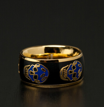 Fancy - Alexander McQueen Medium Enamel Skull Ring