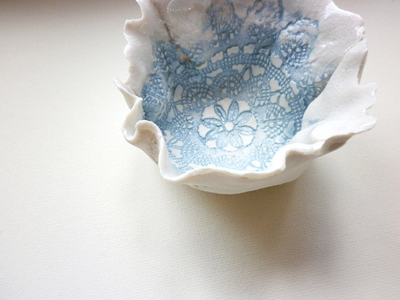 Little Blue handmade decorative porcelain bowl by hodgepodgearts Little Blue, handmade decorative porcelain bowl