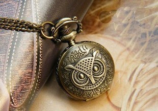 charm Large owl pocket watch necklace pendant sweater by easybuy88 charm Large owl pocket watch necklace pendant sweater chain