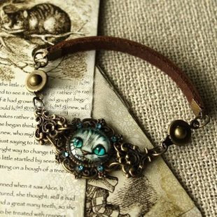 神秘的柴郡喵 vintage Alice in Wonderland Cheshire Cat bracelet by easybuy88