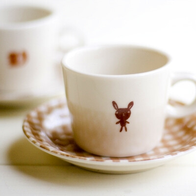 日本zakka杂货。手绘涂鸦下午茶咖啡杯 小兔子