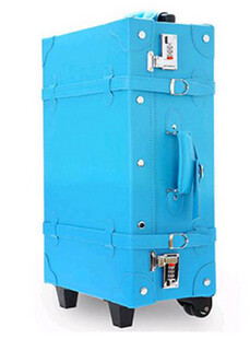 复古拉杆箱蓝色旅行箱