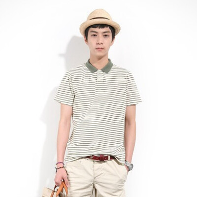 hangloose 韩版男士棉质条纹10色polo衫