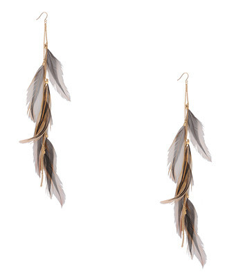 FOREVER21 Boho Feather Earrings 羽毛长链耳环