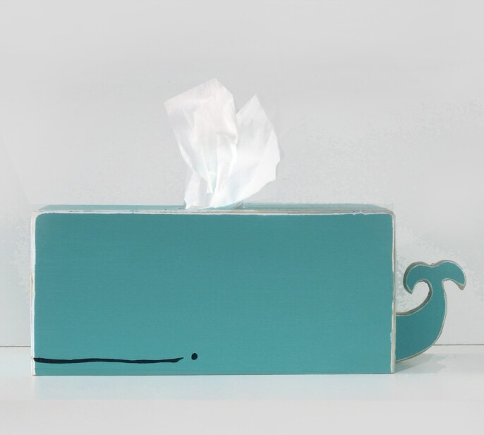 Whale Tissue Holder Cyan