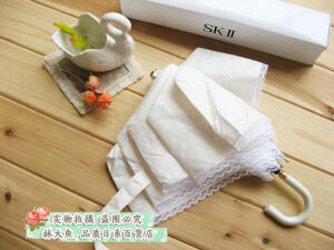 日单甜美公主伞蕾丝花边精致 轻便 弯钩 晴雨伞 遮阳伞。只能用一个字来形容 就是仙。