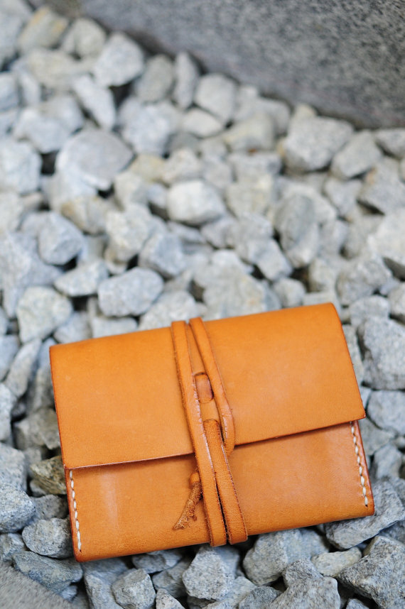 Hand Stitched Light Brown Leather Wallet by ArtemisLeatherware Hand Stitched Light Brown Leather Wallet