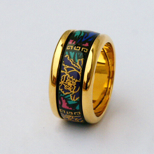 珐琅彩戒指，牡丹系列，vitreous enamel rings, 珐琅饰品