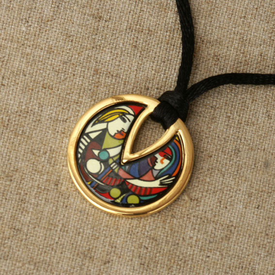 水滴型珐琅吊坠 (毕加索系列), vitreous enamel pendant