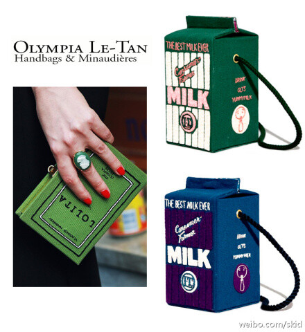 Olympia Le-Tan Bag ▏继Olympia Le-Tan的书型手包后，又发现了它充满童趣的牛奶盒设计。