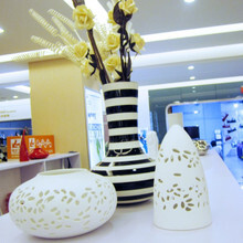 宝齐莱 花瓶 现代简约摆件 装饰品 时尚 陶瓷 客厅 黑色条纹 T397