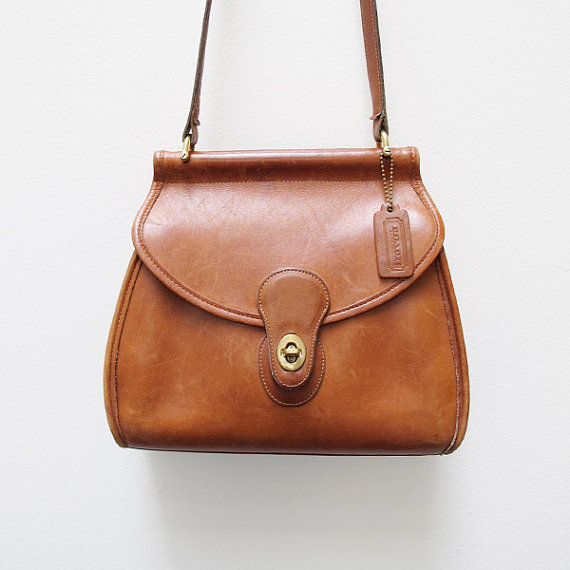 Vintage Tan Leather Coach Logan Bag Purse Made in by FollowMeMoon