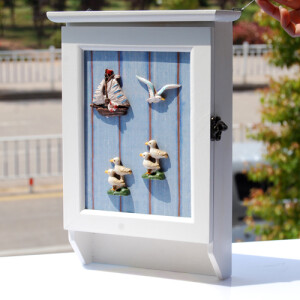 地中海风格装饰品田园原木立体钥匙箱