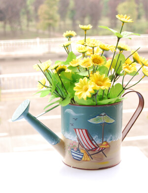 地中海风格乡村田园手绘铁皮花瓶