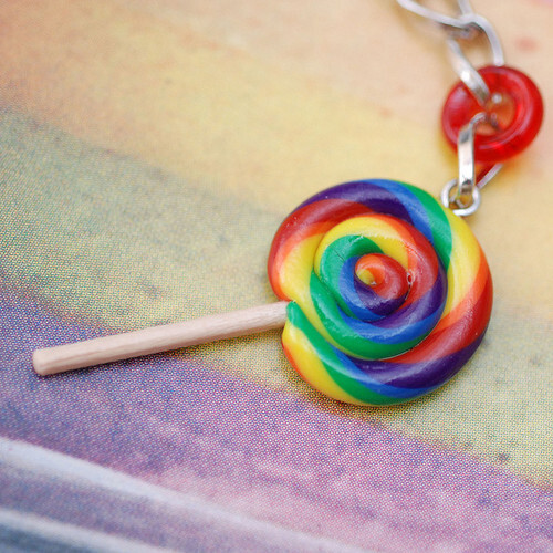 Rainbow Lollipop Purse Charm Keychain