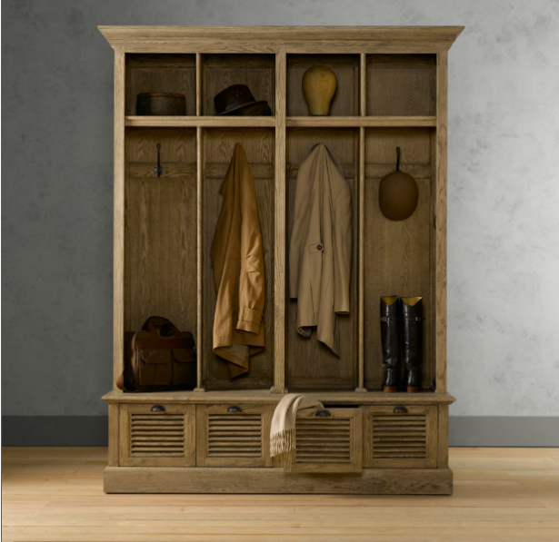 Fancy - Shutter Weathered Oak 4-Bin Entry Locker