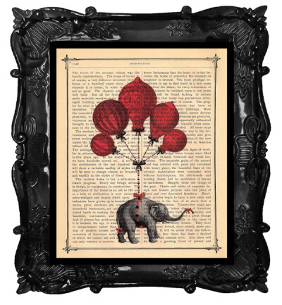 飞翔的梦想 elephant vintage art print Elephant French Hot Air by BlackBaroque