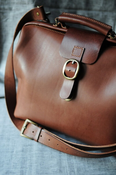 Hand Stitched Brown Leather Doctor Bag/ by ArtemisLeatherware Hand Stitched Brown Leather Doctor Bag/ Carry On Bag