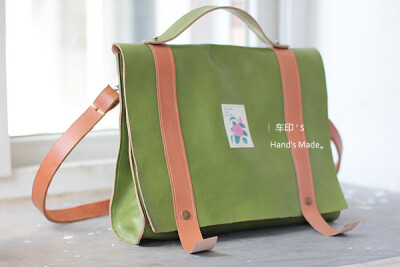 “绿色邮差梦”2WAY牛皮包｛车印手作｝