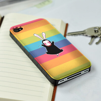 iphone 4 手机壳 彩虹兔子