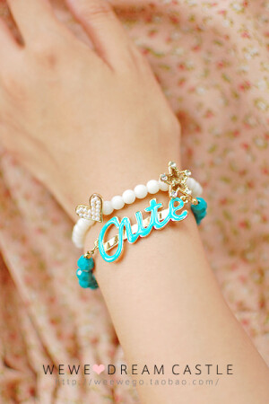 糖果色 双色复古爱心萌系手链