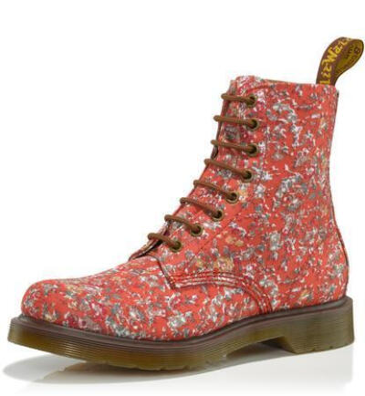 Dr.Martens1460红色碎花帆布面料马丁靴（未含运费）