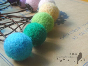  羊毛毡球发圈 绿粉香芋蓝紫7色入 发绳，颜色太嗲了