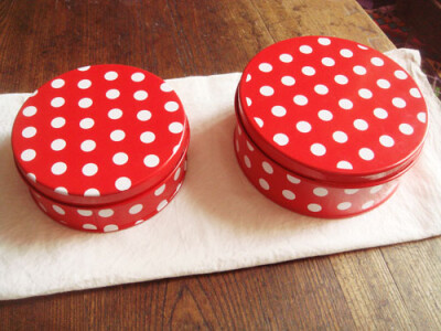 [铁皮罐子]红色水玉圆形收纳盒