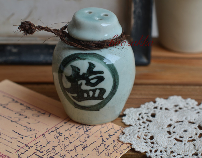Bao ZAKKA 日式 盐瓶 复古 调味瓶 盐罐，用了这个不会拿错瓶子了