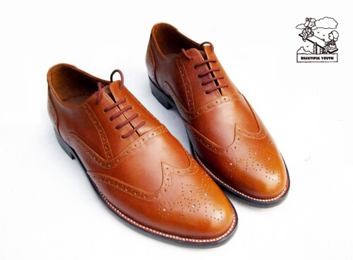 经典 【棕色 花三接】Brogue布洛克男鞋 小牛皮牛津鞋 JPL